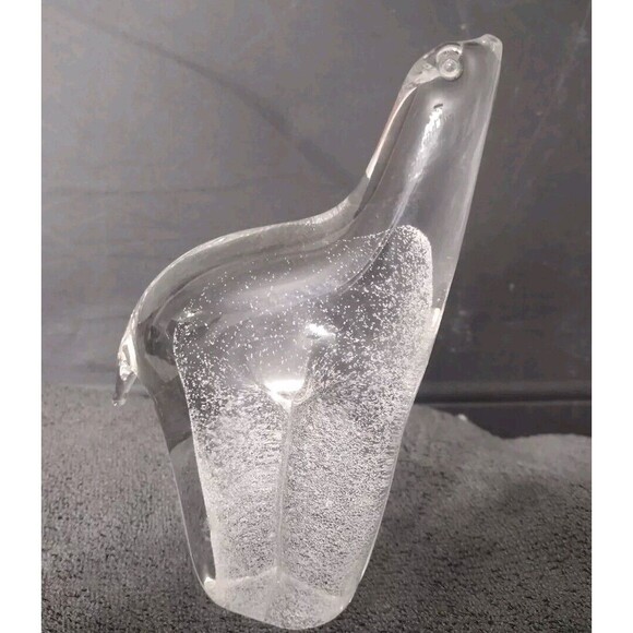 Art Glass Polar Bear Paperweight Sweden Clear Controlled Small Bubbles - Picture 4 of 8